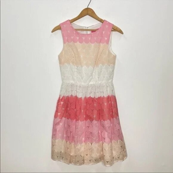 Betsy Johnson Pink Ombre Tear Drop Layered Lace Dress Size 12 - Picture 2 of 9